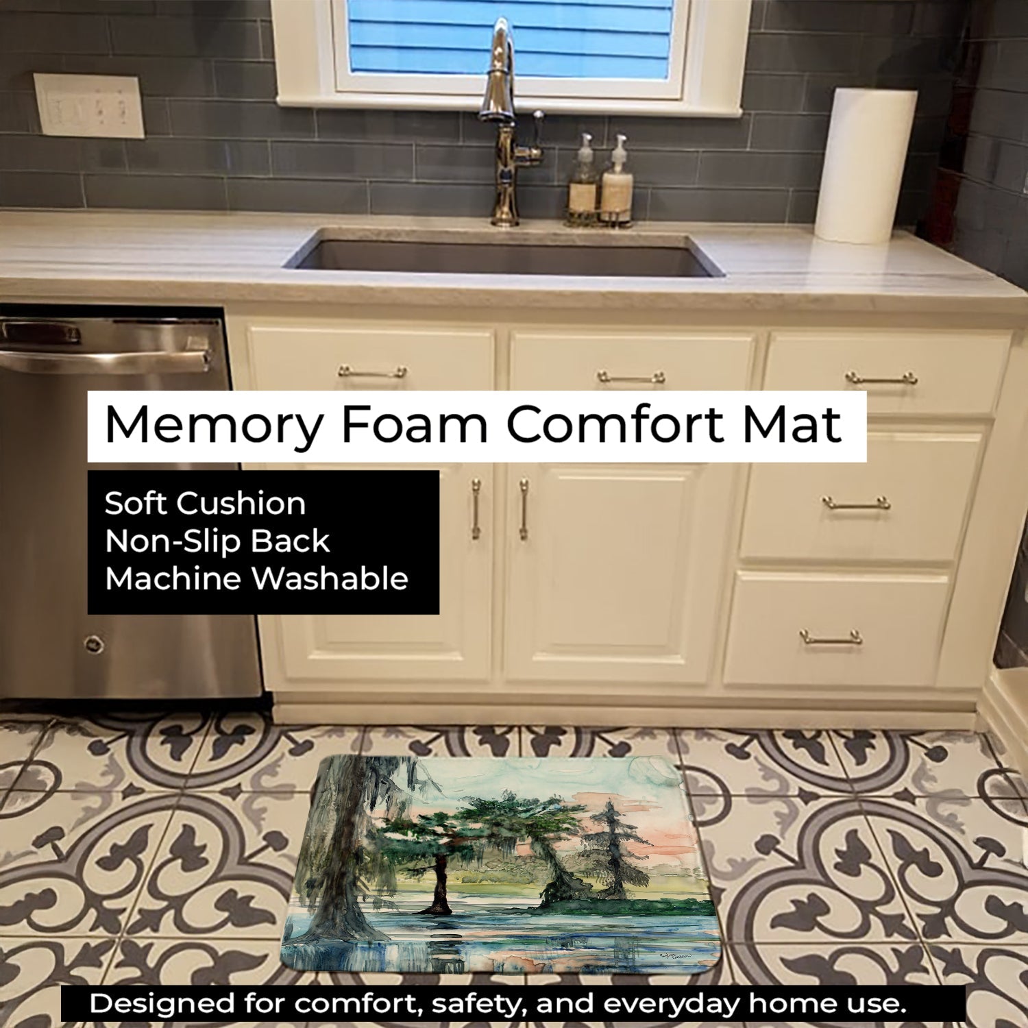 In the Swamp Memory Foam Kitchen Mat Machine Washable Anti-Fatigue Cushion Comfort Bath or Kitchen Rug