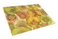Abstract Flowers in Yellows and Oranges Cutting Board Tempered Glass Kitchen Cutting Surface, Heat Resistant Chopping, Non-Slip Feet, Food Prep & Serving