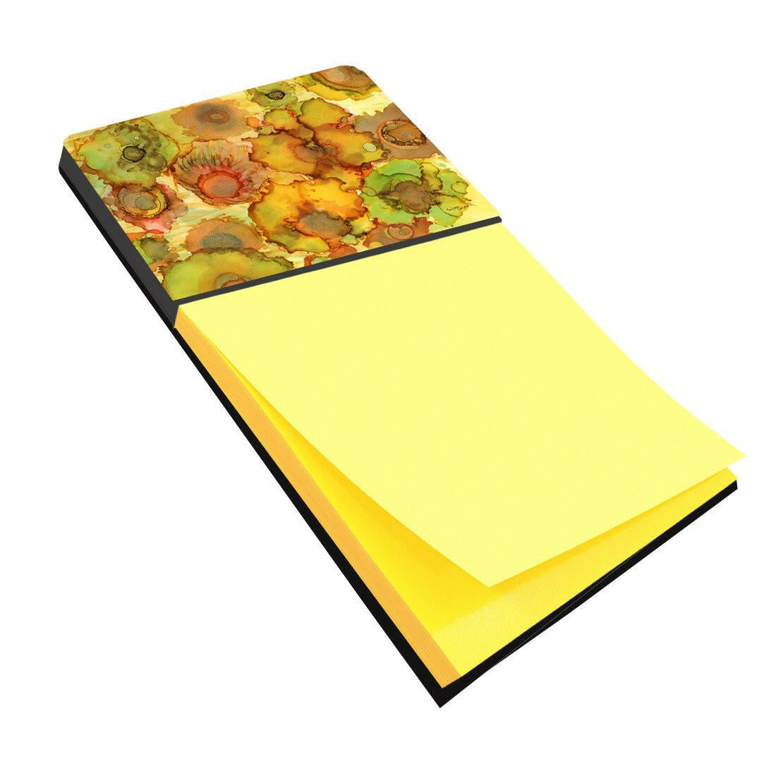 Abstract Flowers in Yellows and Oranges Watercolor Sticky Note Holder Refillable Dispenser Desk Accessory 3x3 Pad Gift