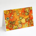 Abstract Flowers in Oranges and Yellows Greeting Cards Pack of 8 Blank Cards with Envelopes Whimsical A7 Size 5x7
