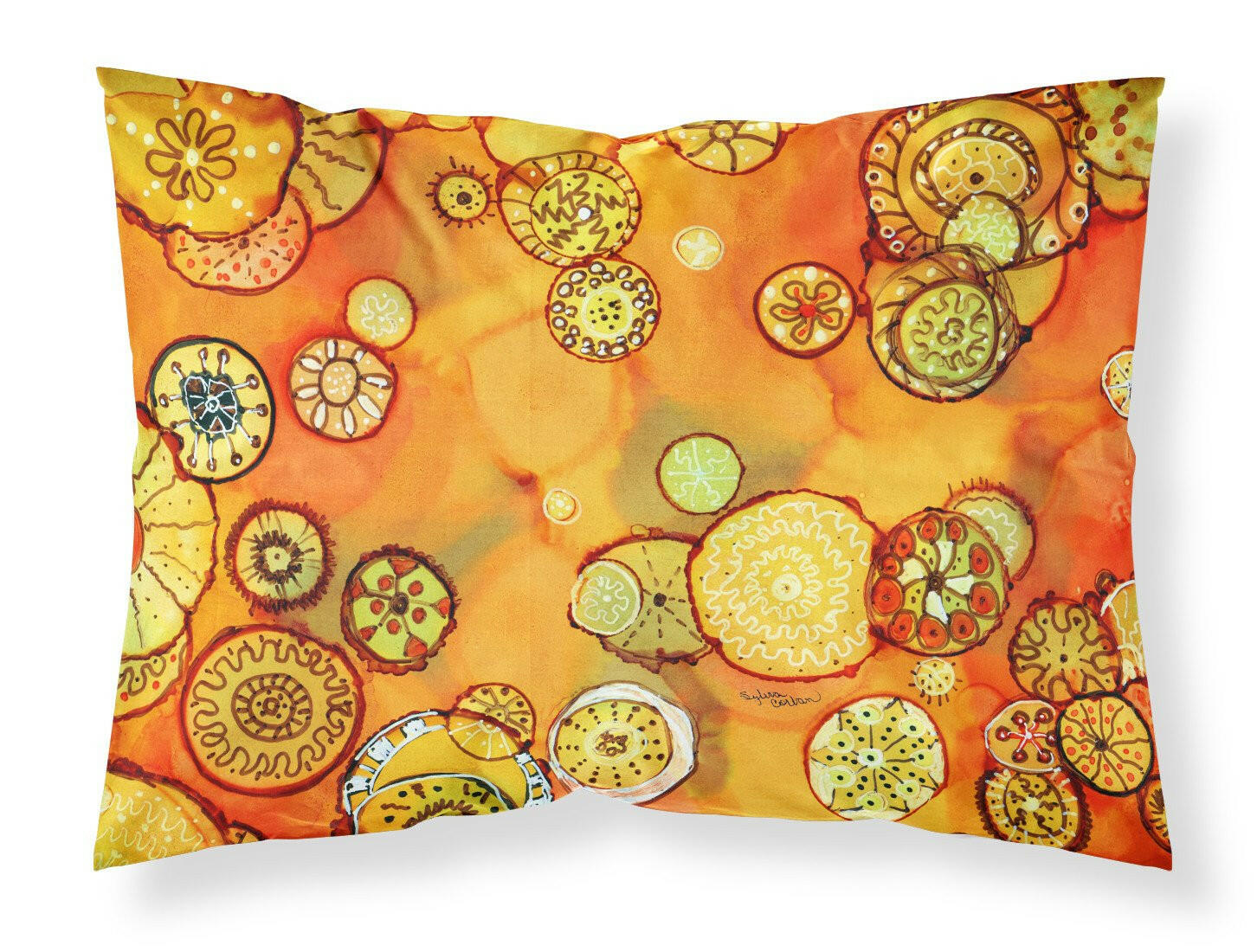 Abstract Flowers in Oranges and Yellows Standard Pillowcase Lightweight Super Soft Easy Care Decorative Artwork Pillowcase, Standard