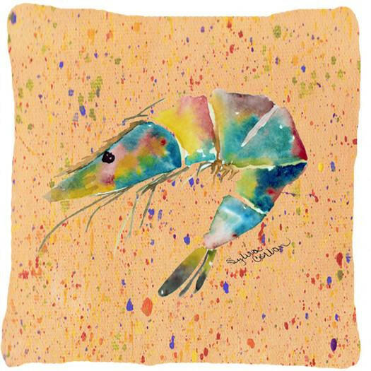 Shrimp Decorative Throw Pillow 14x14 Indoor Outdoor Accent Cushion, Fabric Cover with Insert for Sofa, Bed, Porch & Living Room