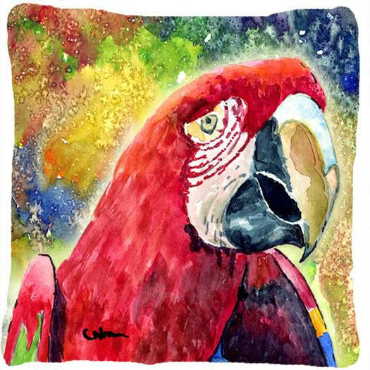 Bird - Parrot Decorative Throw Pillow 14x14 Indoor Outdoor Accent Cushion, Fabric Cover with Insert for Sofa, Bed, Porch & Living Room