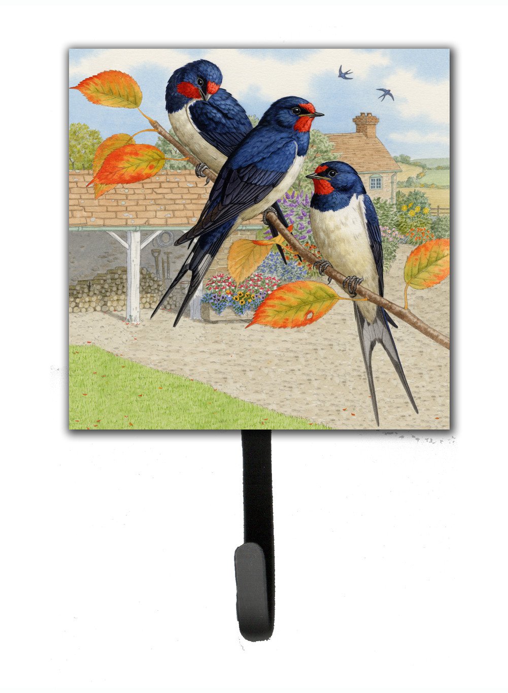 Swallows by Sarah Adams Leash or Key Holder Wall Hooks, Key Hooks Holder, Coat Rack Wall Mount, Coat Hooks, Hooks for Hanging Keys, Towels, Aprons, Leashes