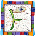 Beach and Seafood Letter F Decorative Throw Pillow 14x14 Indoor Outdoor Accent Cushion, Fabric Cover with Insert for Sofa, Bed, Porch & Living Room
