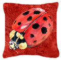 Lady Bug on Deep Red Decorative Throw Pillow 14x14 Indoor Outdoor Accent Cushion, Fabric Cover with Insert for Sofa, Bed, Porch & Living Room