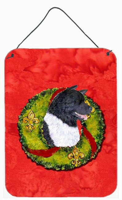 Akita Cristmas Wreath Wall or Door Hanging Prints Aluminum Metal Sign Kitchen Wall Bar Bathroom Plaque Home Decor Front Door Plaque, 12x16, Multicolor