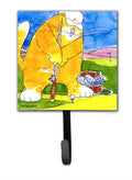 Big Cat golfing with a fishing pole  Leash or Key Holder Wall Hooks, Key Hooks Holder, Coat Rack Wall Mount, Coat Hooks, Hooks for Hanging Keys, Towels, Aprons, Leashes