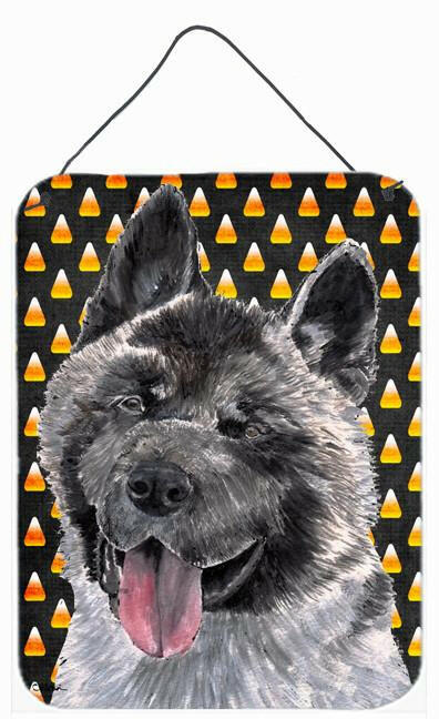 Akita Candy Corn Halloween Wall or Door Hanging Prints Aluminum Metal Sign Kitchen Wall Bar Bathroom Plaque Home Decor Front Door Plaque, 12x16, Multicolor