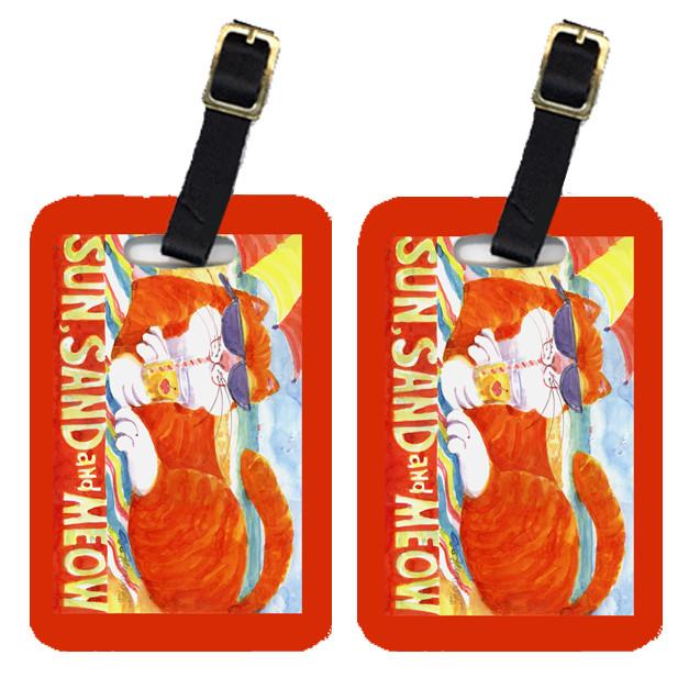 Orange Tabby at the beach Luggage Tag