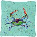 Crab Decorative Throw Pillow 14x14 Indoor Outdoor Accent Cushion, Fabric Cover with Insert for Sofa, Bed, Porch & Living Room