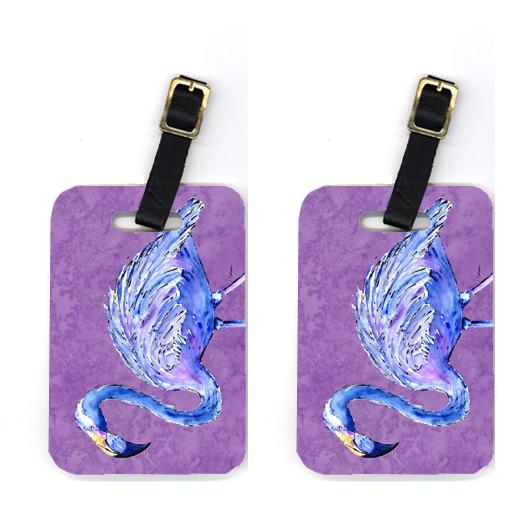 Flamingo on Purple Luggage Tag