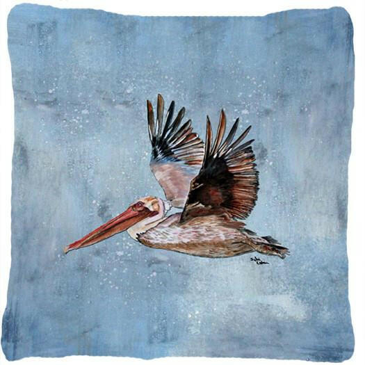 Bird - Pelican Decorative Throw Pillow 14x14 Indoor Outdoor Accent Cushion, Fabric Cover with Insert for Sofa, Bed, Porch & Living Room
