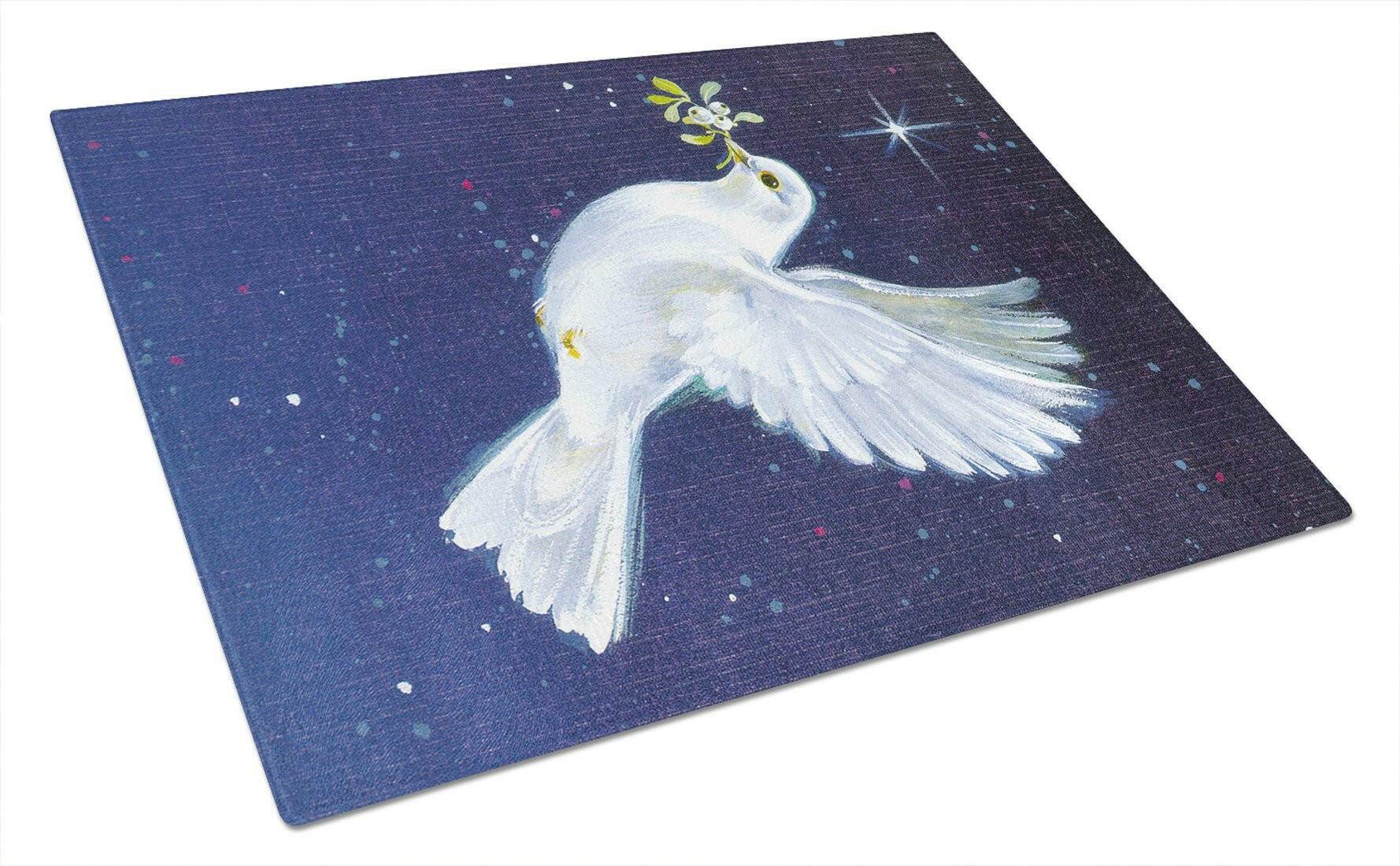 Peace Dove with the Olive Branch Cutting Board Tempered Glass Kitchen Cutting Surface, Heat Resistant Chopping, Non-Slip Feet, Food Prep & Serving