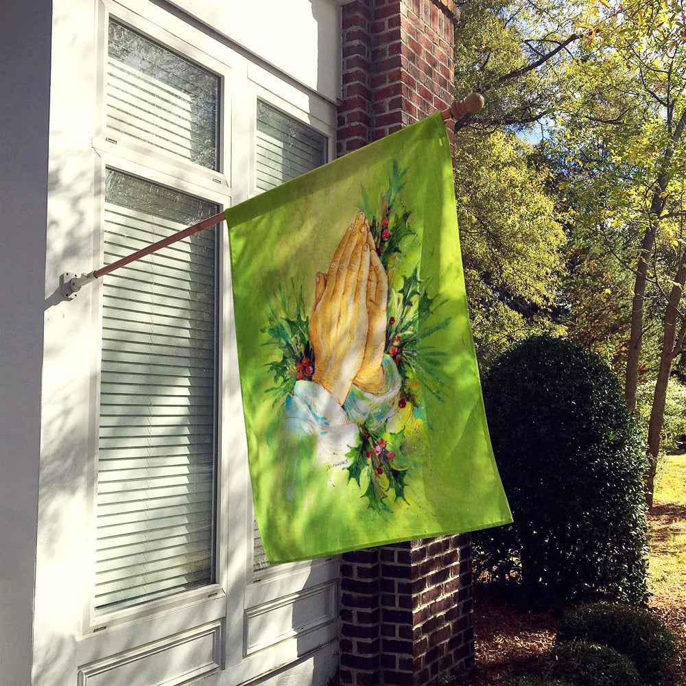 Praying Hangs with Holly Leaves House Flag 28x40 Porch Sleeve Pole Decorative Outside Yard Banner Artwork Wall Hanging, Polyester