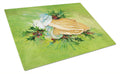 Praying Hangs with Holly Leaves Cutting Board Tempered Glass Kitchen Cutting Surface, Heat Resistant Chopping, Non-Slip Feet, Food Prep & Serving
