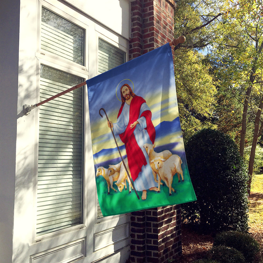 Jesus The Good Shepherd House Flag 28x40 Porch Sleeve Pole Decorative Outside Yard Banner Artwork Wall Hanging, Polyester