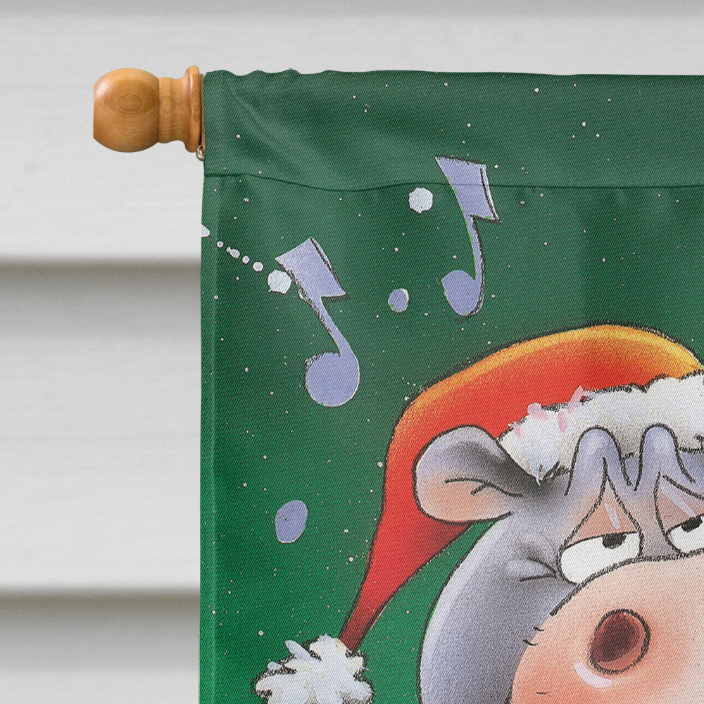 Hippo Family Caroling House Flag 28x40 Porch Sleeve Pole Decorative Outside Yard Banner Artwork Wall Hanging, Polyester