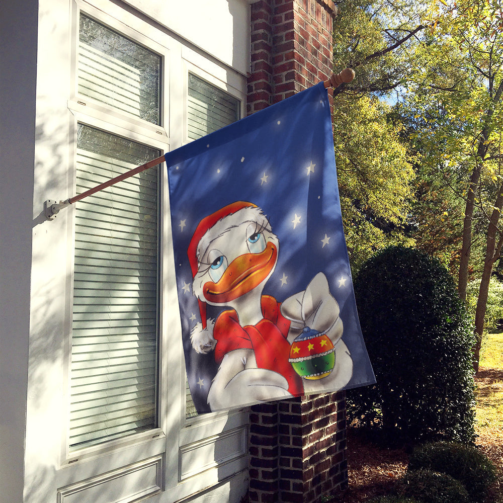Duck with Christmas Ornament House Flag 28x40 Porch Sleeve Pole Decorative Outside Yard Banner Artwork Wall Hanging, Polyester