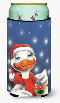 Duck with Christmas Ornament Tall Boy Hugger Can Cooler Sleeve Machine Washable Drink Collapsible Insulator Beverage Insulated Holder