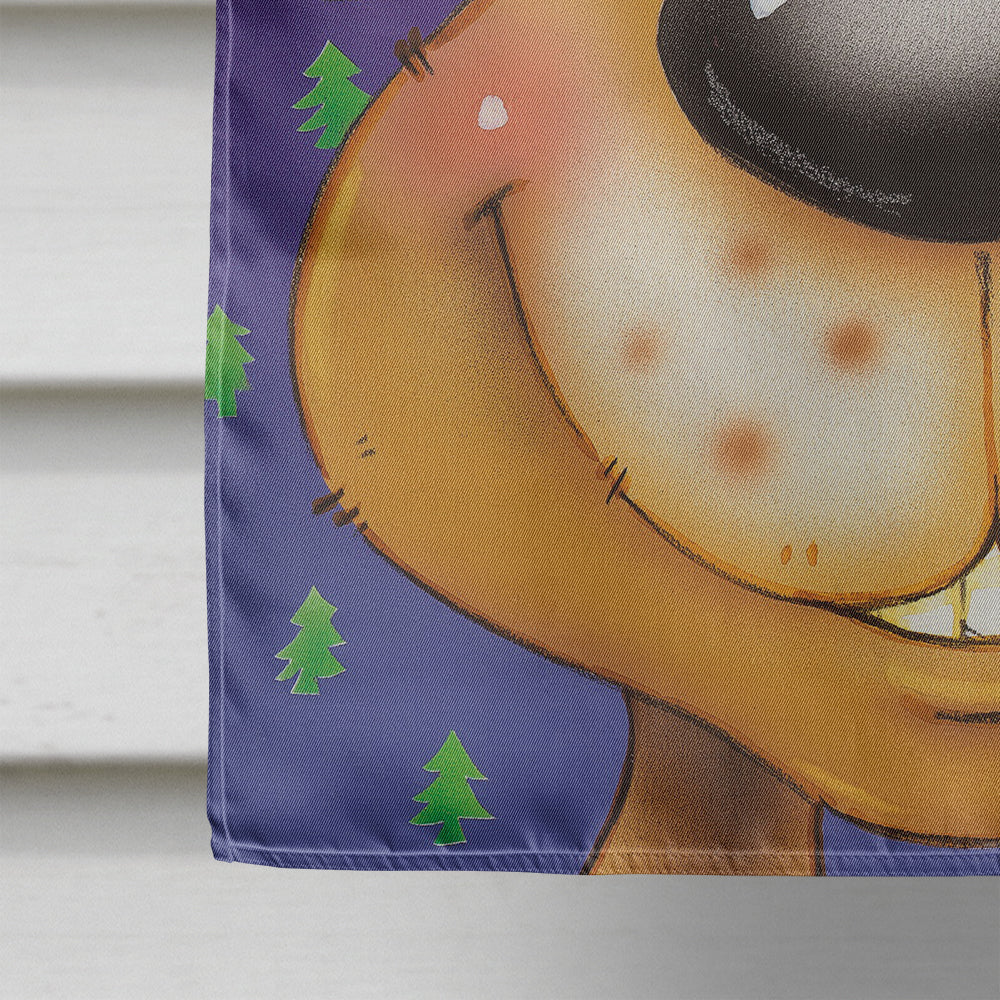 Comic Reindeer House Flag 28x40 Porch Sleeve Pole Decorative Outside Yard Banner Artwork Wall Hanging, Polyester