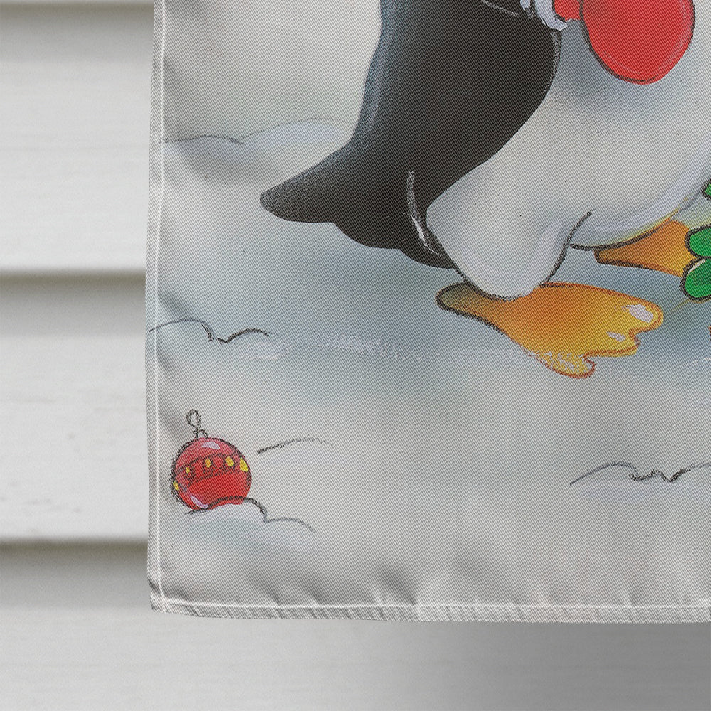 Penguin and Robin with Christmas Tree House Flag 28x40 Porch Sleeve Pole Decorative Outside Yard Banner Artwork Wall Hanging, Polyester