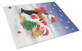 Penguin and Robin with Christmas Tree Cutting Board Tempered Glass Kitchen Cutting Surface, Heat Resistant Chopping, Non-Slip Feet, Food Prep & Serving