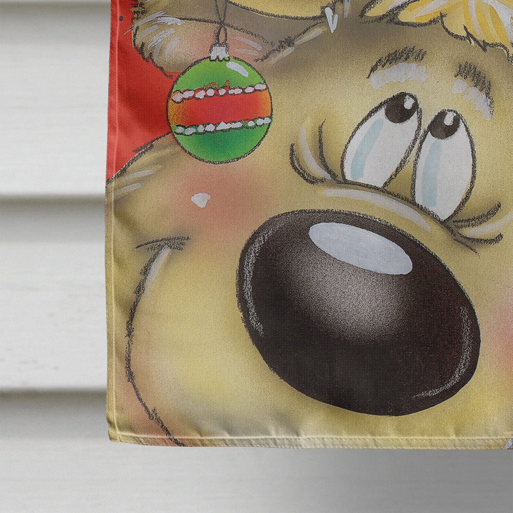 Comic Reindeer with Decorated Antlers House Flag 28x40 Porch Sleeve Pole Decorative Outside Yard Banner Artwork Wall Hanging, Polyester