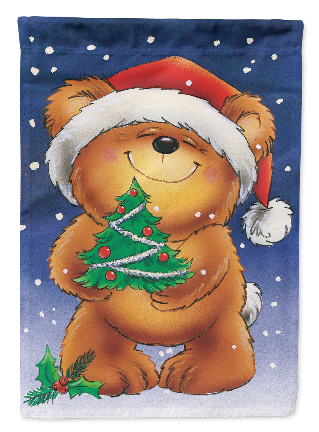 Teddy Bear and Christmas Tree House Flag 28x40 Porch Sleeve Pole Decorative Outside Yard Banner Artwork Wall Hanging, Polyester