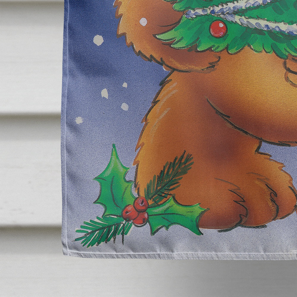 Teddy Bear and Christmas Tree House Flag 28x40 Porch Sleeve Pole Decorative Outside Yard Banner Artwork Wall Hanging, Polyester