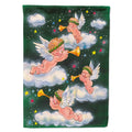 Angels on Green House Flag 28x40 Porch Sleeve Pole Decorative Outside Yard Banner Artwork Wall Hanging, Polyester