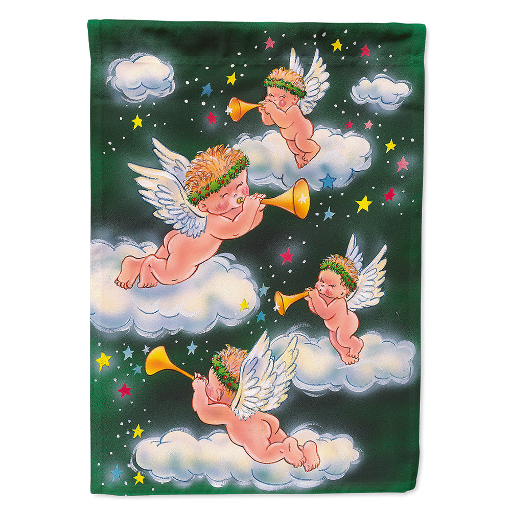 Angels on Green House Flag 28x40 Porch Sleeve Pole Decorative Outside Yard Banner Artwork Wall Hanging, Polyester
