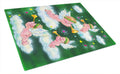 Angels on Green Cutting Board Tempered Glass Kitchen Cutting Surface, Heat Resistant Chopping, Non-Slip Feet, Food Prep & Serving