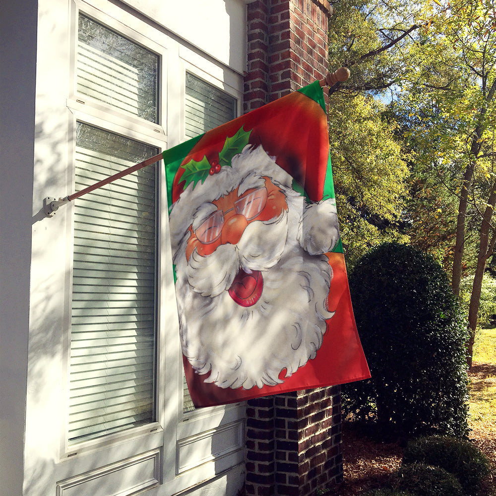 Jolly Santa Claus House Flag 28x40 Porch Sleeve Pole Decorative Outside Yard Banner Artwork Wall Hanging, Polyester