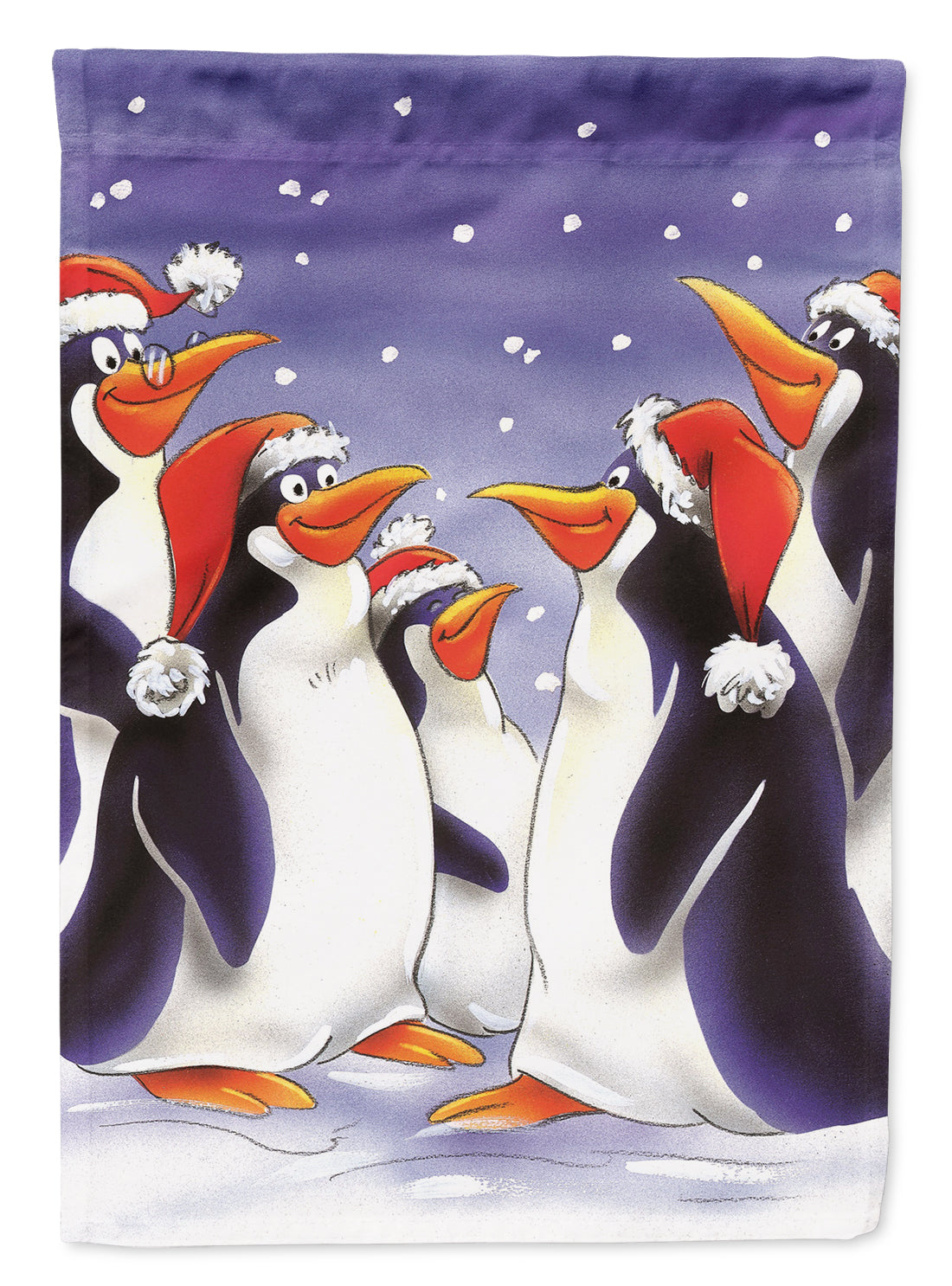 Holiday Penguins House Flag 28x40 Porch Sleeve Pole Decorative Outside Yard Banner Artwork Wall Hanging, Polyester
