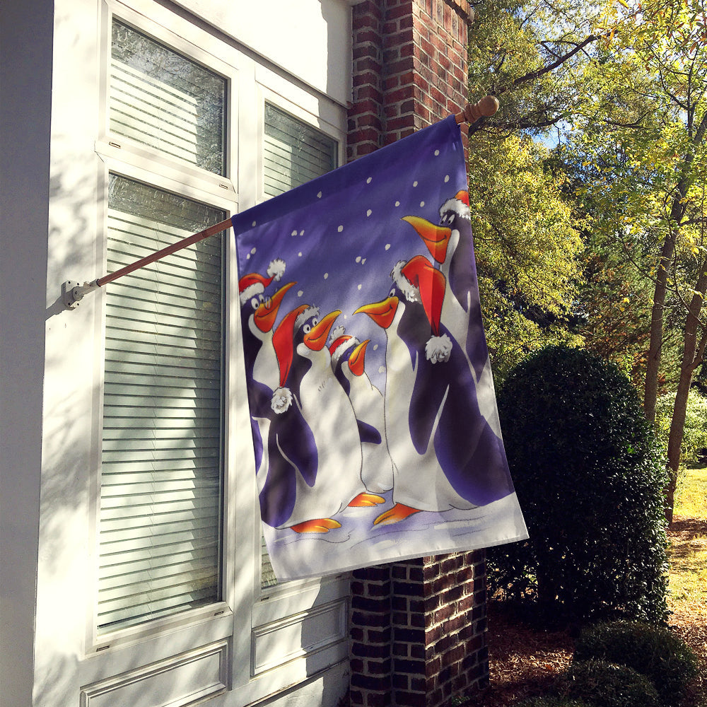 Holiday Penguins House Flag 28x40 Porch Sleeve Pole Decorative Outside Yard Banner Artwork Wall Hanging, Polyester