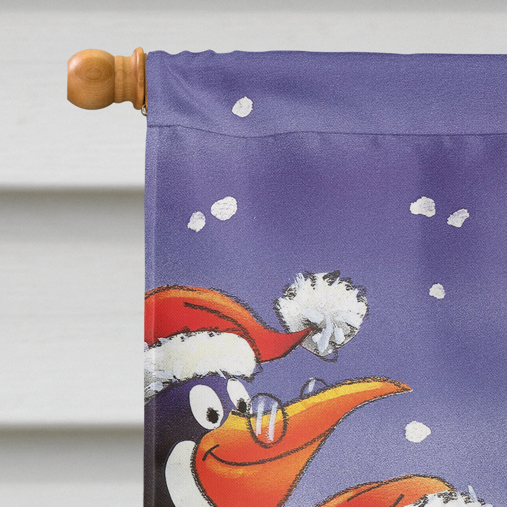 Holiday Penguins House Flag 28x40 Porch Sleeve Pole Decorative Outside Yard Banner Artwork Wall Hanging, Polyester