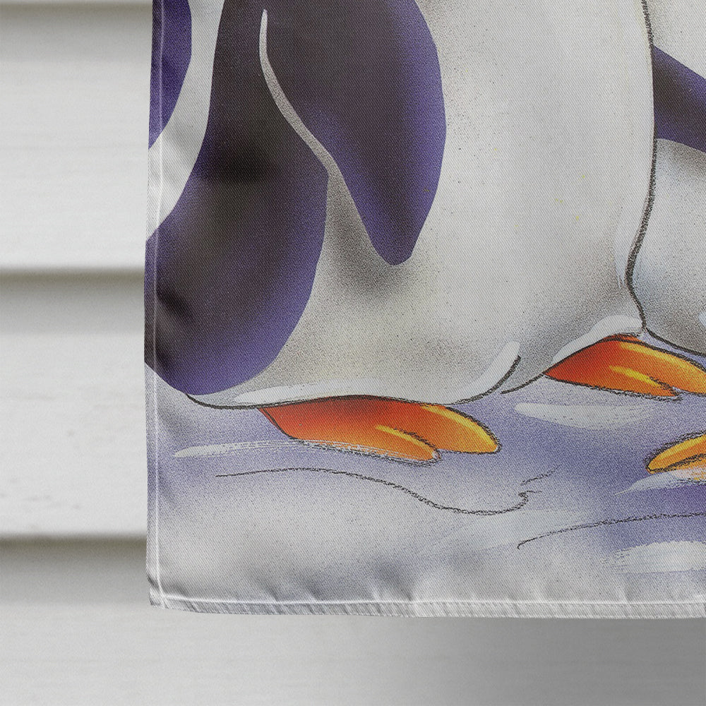 Holiday Penguins House Flag 28x40 Porch Sleeve Pole Decorative Outside Yard Banner Artwork Wall Hanging, Polyester