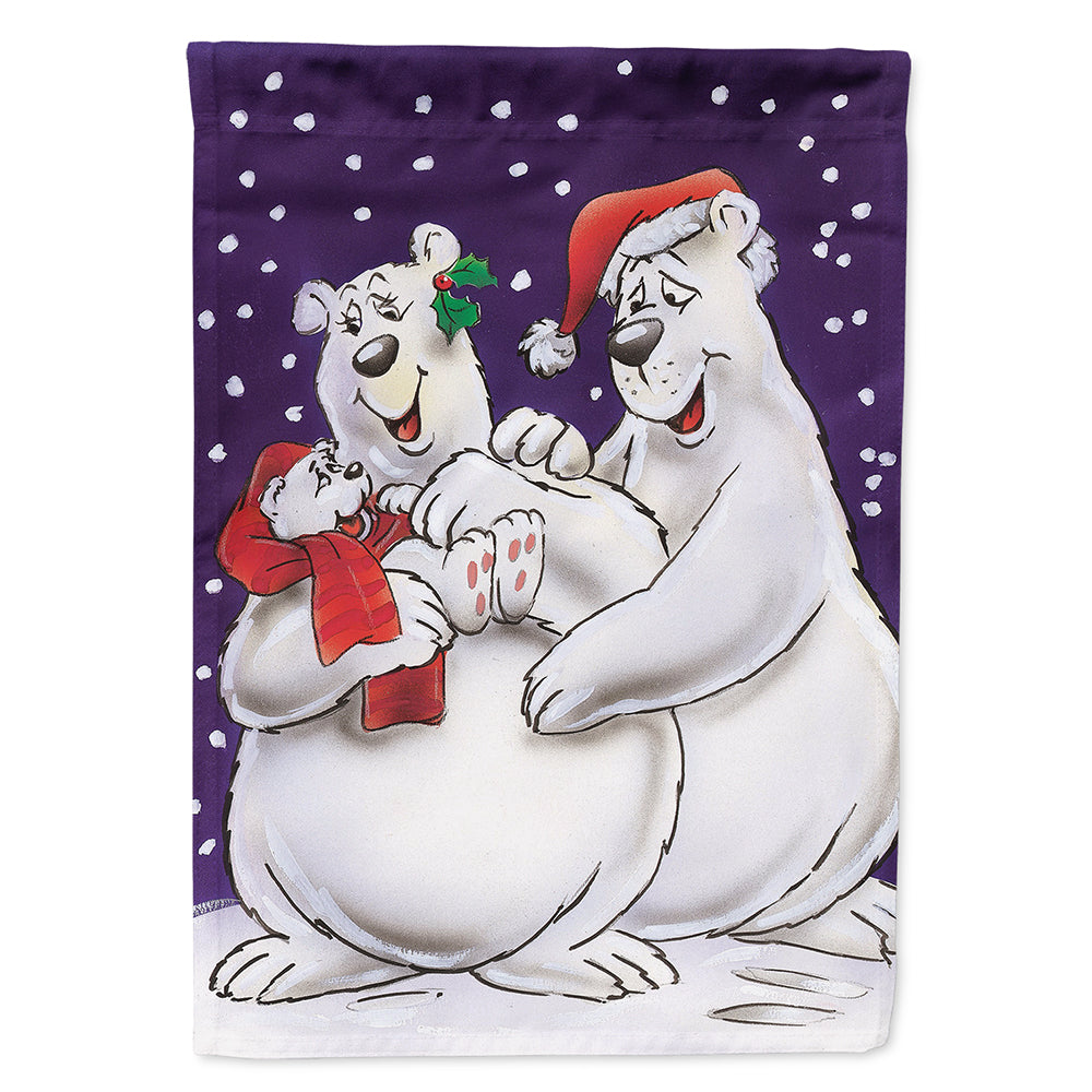 Holiday Polar Bears House Flag 28x40 Porch Sleeve Pole Decorative Outside Yard Banner Artwork Wall Hanging, Polyester