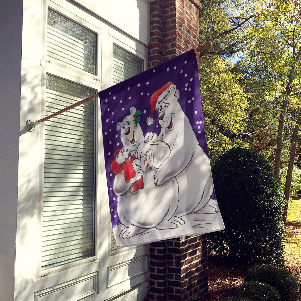 Holiday Polar Bears House Flag 28x40 Porch Sleeve Pole Decorative Outside Yard Banner Artwork Wall Hanging, Polyester