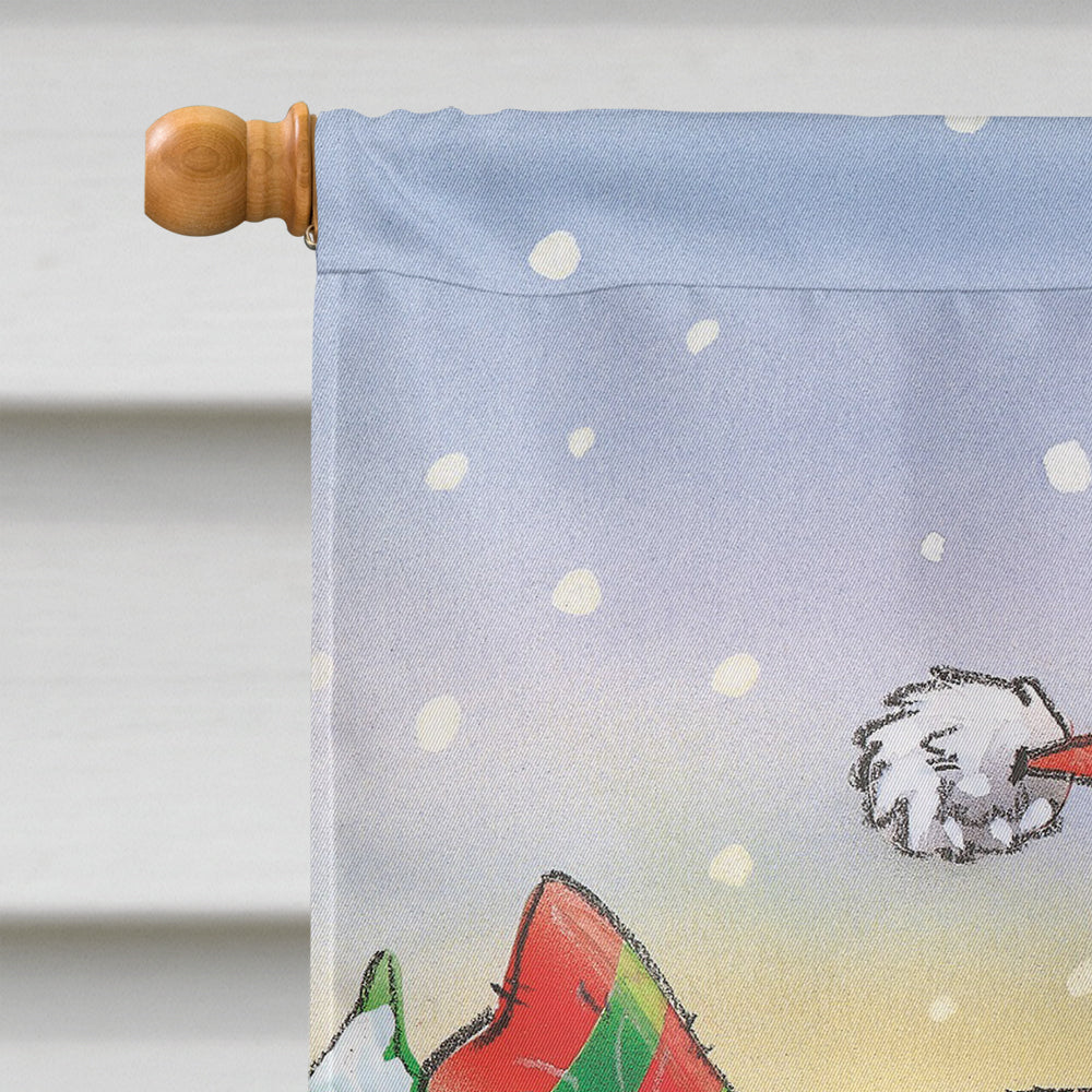 Holiday Polar Bears Ice Skating House Flag 28x40 Porch Sleeve Pole Decorative Outside Yard Banner Artwork Wall Hanging, Polyester