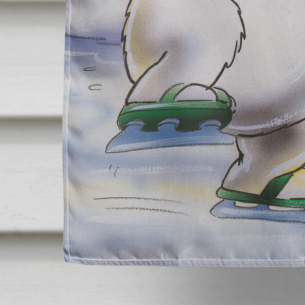 Holiday Polar Bears Ice Skating House Flag 28x40 Porch Sleeve Pole Decorative Outside Yard Banner Artwork Wall Hanging, Polyester