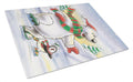 Holiday Polar Bears Ice Skating Cutting Board Tempered Glass Kitchen Cutting Surface, Heat Resistant Chopping, Non-Slip Feet, Food Prep & Serving