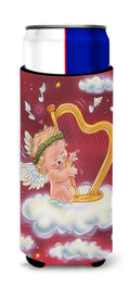 Angels with Harp Valentine's Slim Can Hugger , Insulated Foam Hugger for 12 oz Slim Cans, Beer Bottles & Water Bottles, Printed in USA