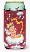 Angels with Harp Valentine's Tall Boy Hugger Can Cooler Sleeve Machine Washable Drink Collapsible Insulator Beverage Insulated Holder
