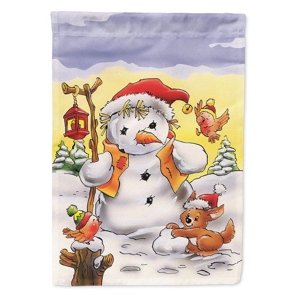 Scarecrow Snowman House Flag 28x40 Porch Sleeve Pole Decorative Outside Yard Banner Artwork Wall Hanging, Polyester