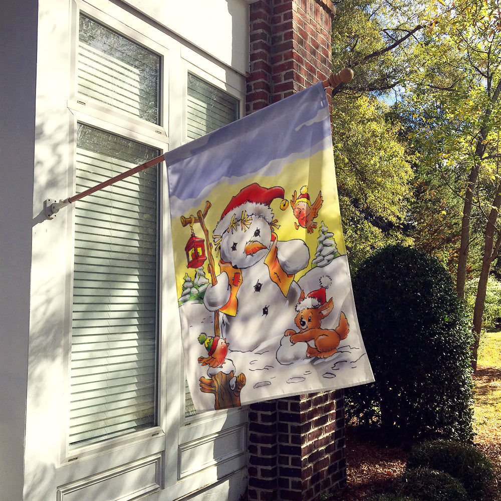 Scarecrow Snowman House Flag 28x40 Porch Sleeve Pole Decorative Outside Yard Banner Artwork Wall Hanging, Polyester