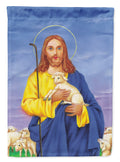 Jesus The Good Shepherd holding a lamb House Flag 28x40 Porch Sleeve Pole Decorative Outside Yard Banner Artwork Wall Hanging, Polyester