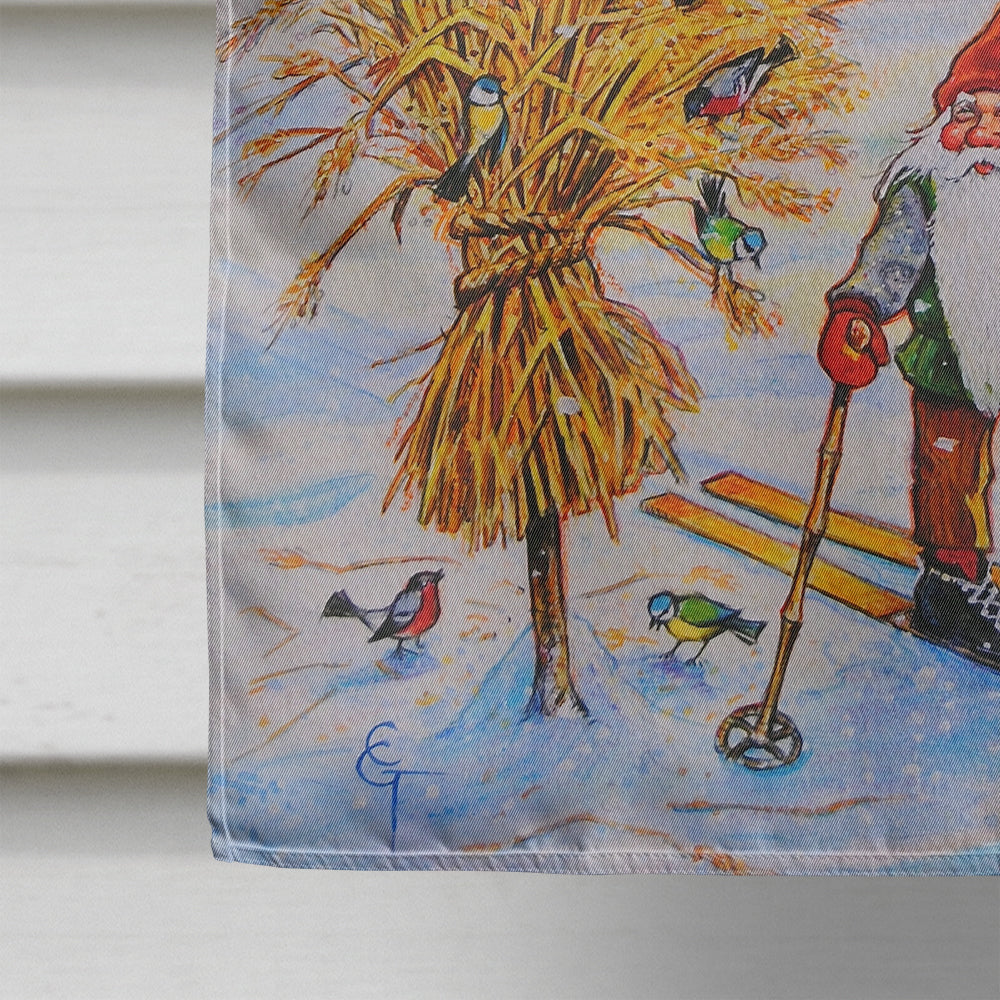 Christmas Gnome Skiing House Flag 28x40 Porch Sleeve Pole Decorative Outside Yard Banner Artwork Wall Hanging, Polyester