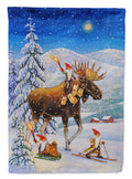 Christmas Gnome riding Reindeer House Flag 28x40 Porch Sleeve Pole Decorative Outside Yard Banner Artwork Wall Hanging, Polyester